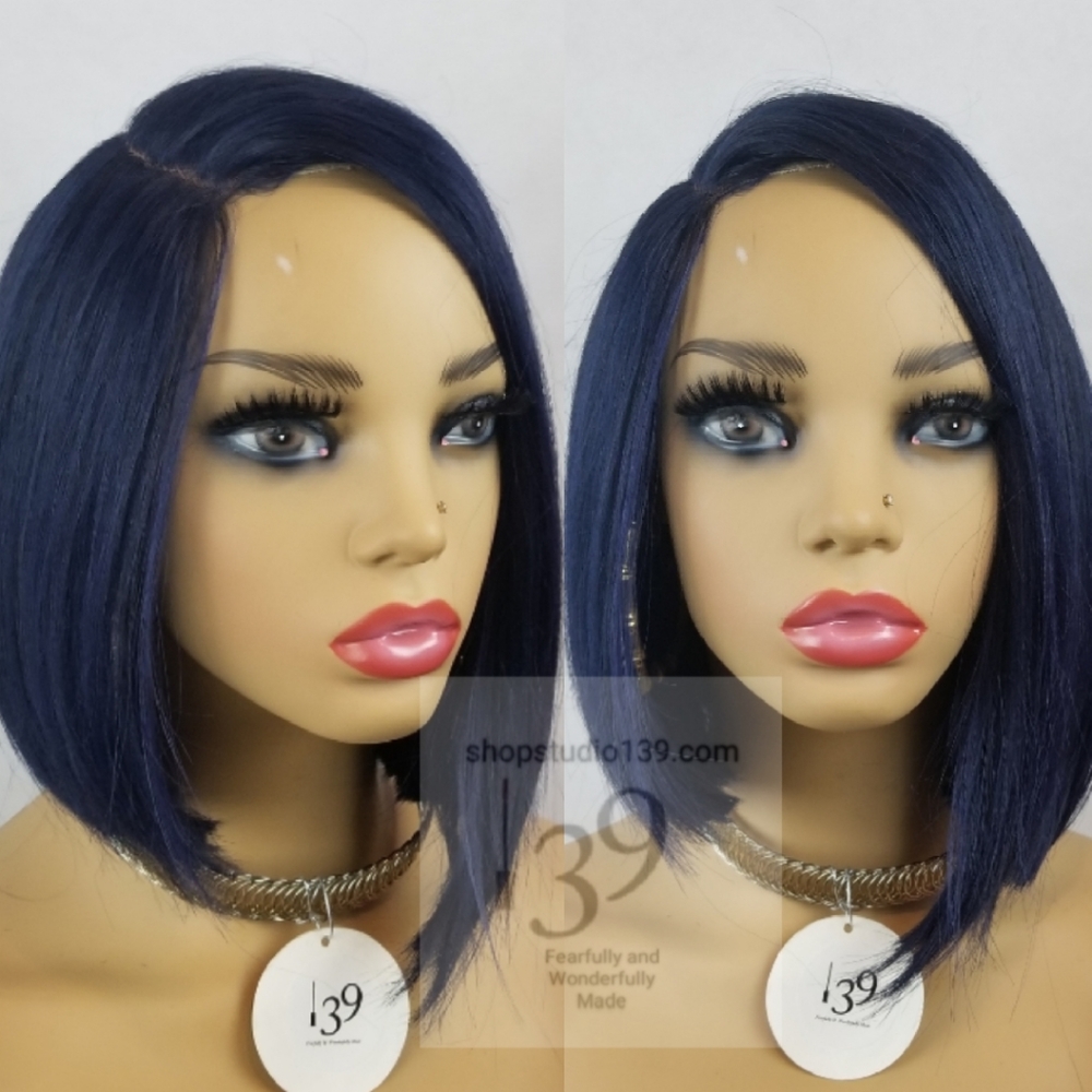 Super sexy blue bob human hair  wig